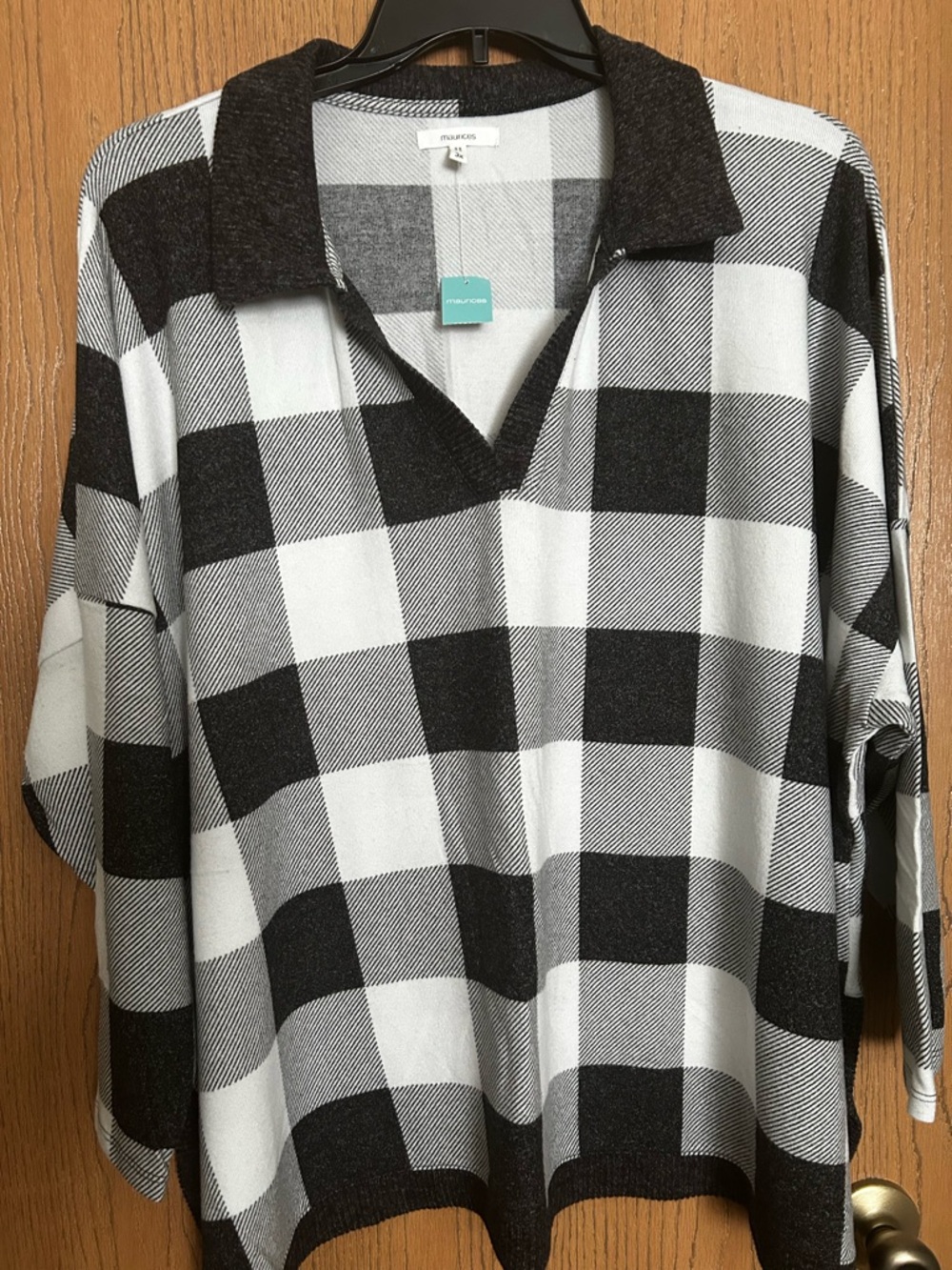 Maurices Black and White Buffalo Check Pullover